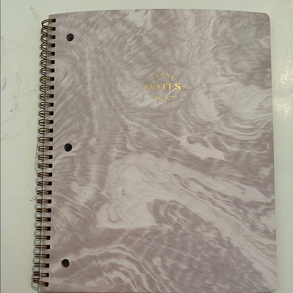 Caliber pink gray marble hard cover one subject notebook college ruled 10.5x8.5